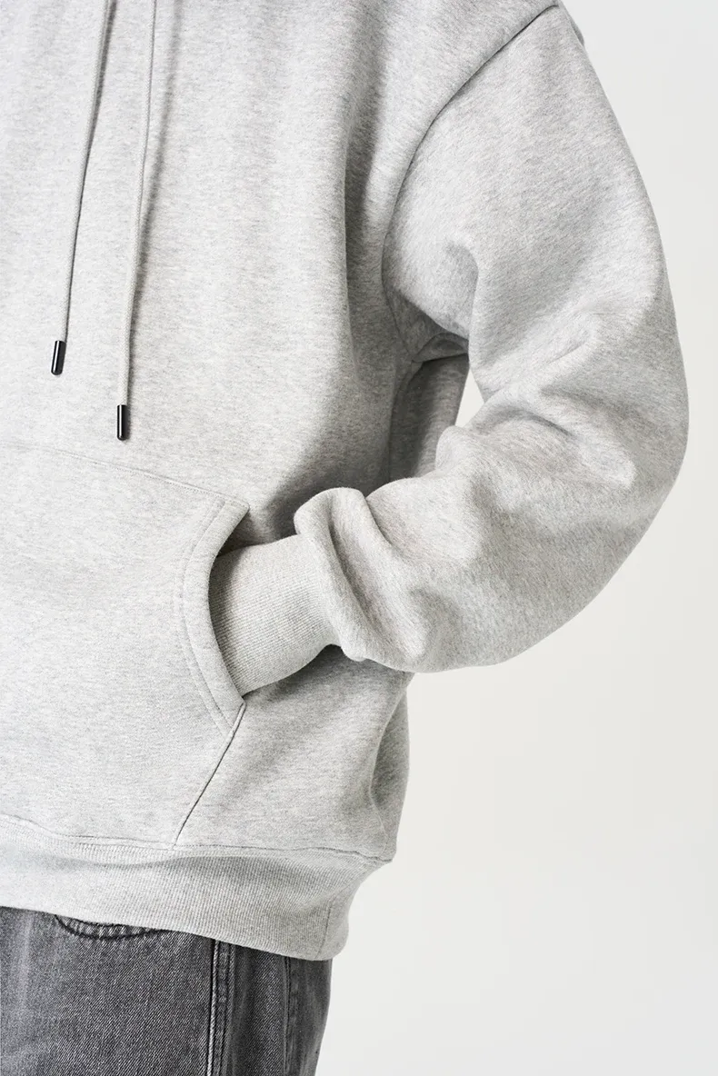 American Hooded Heavy Fleece Sweatshirt on model, image 3