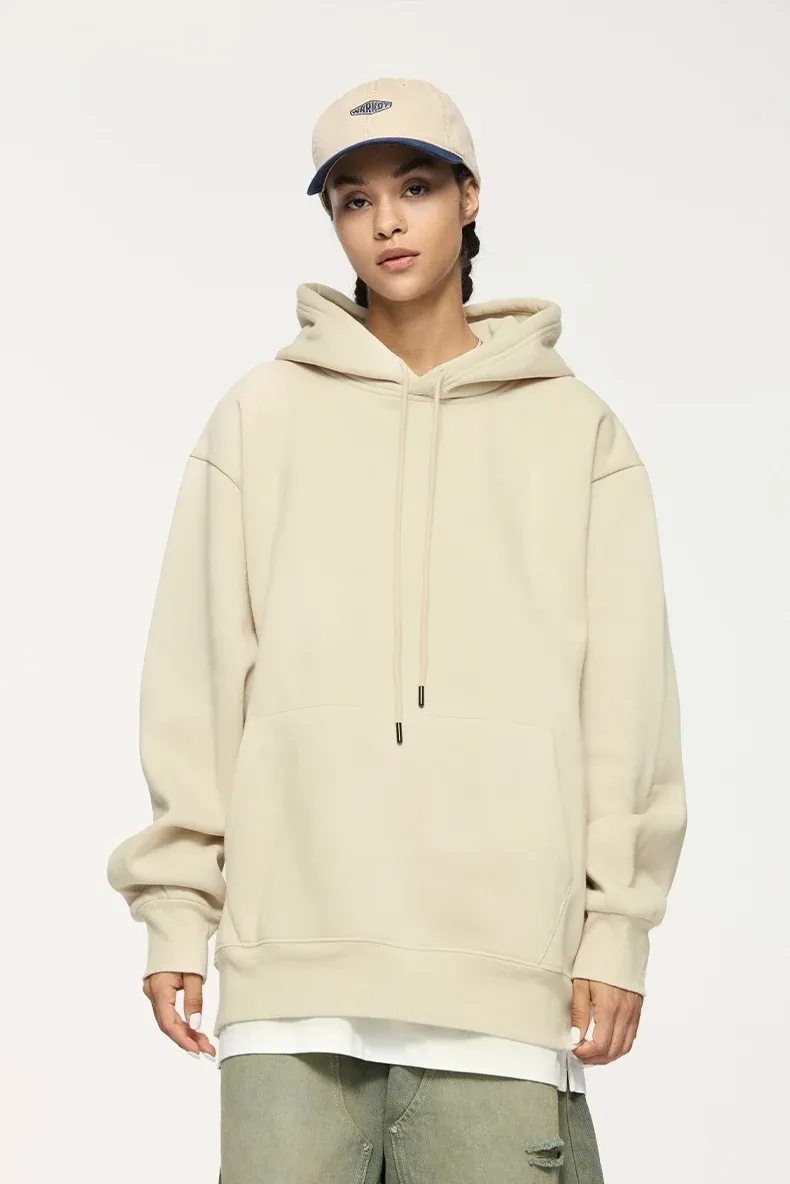American Hooded Heavy Fleece Sweatshirt on model, image 5