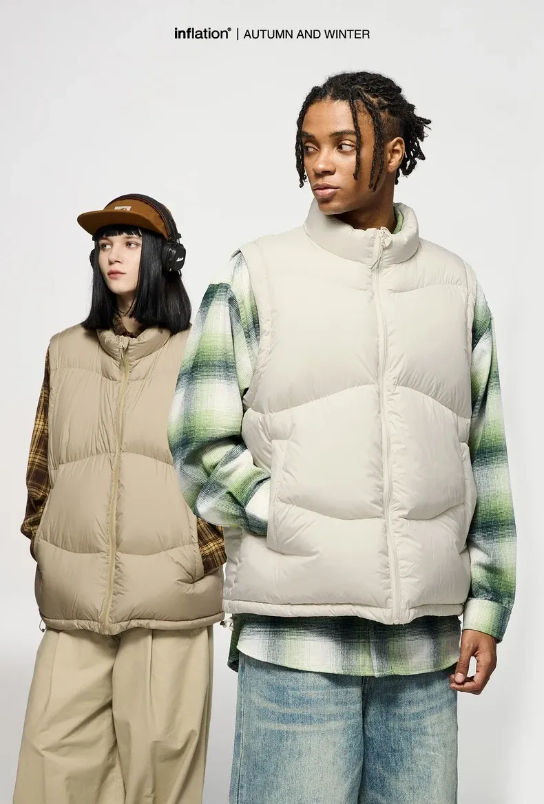 Lightweight Packable Puffer Down Vest on model, image 1