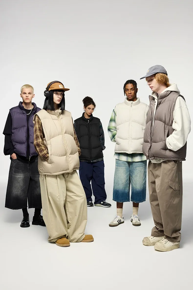 Lightweight Packable Puffer Down Vest on model, image 2