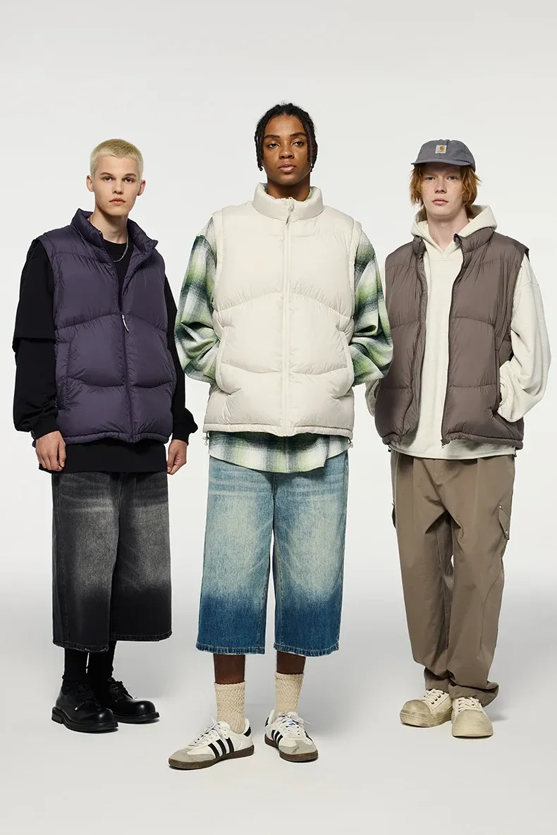 Lightweight Packable Puffer Down Vest on model, image 3