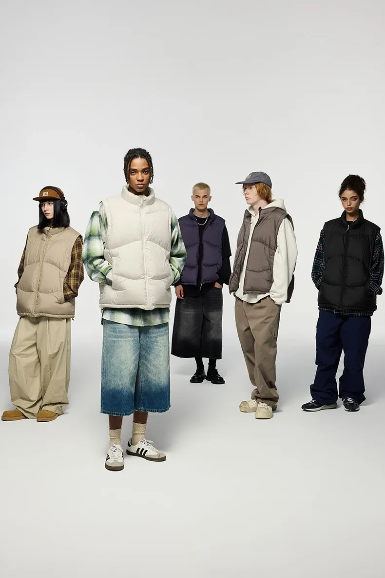 Lightweight Packable Puffer Down Vest on model, image 4