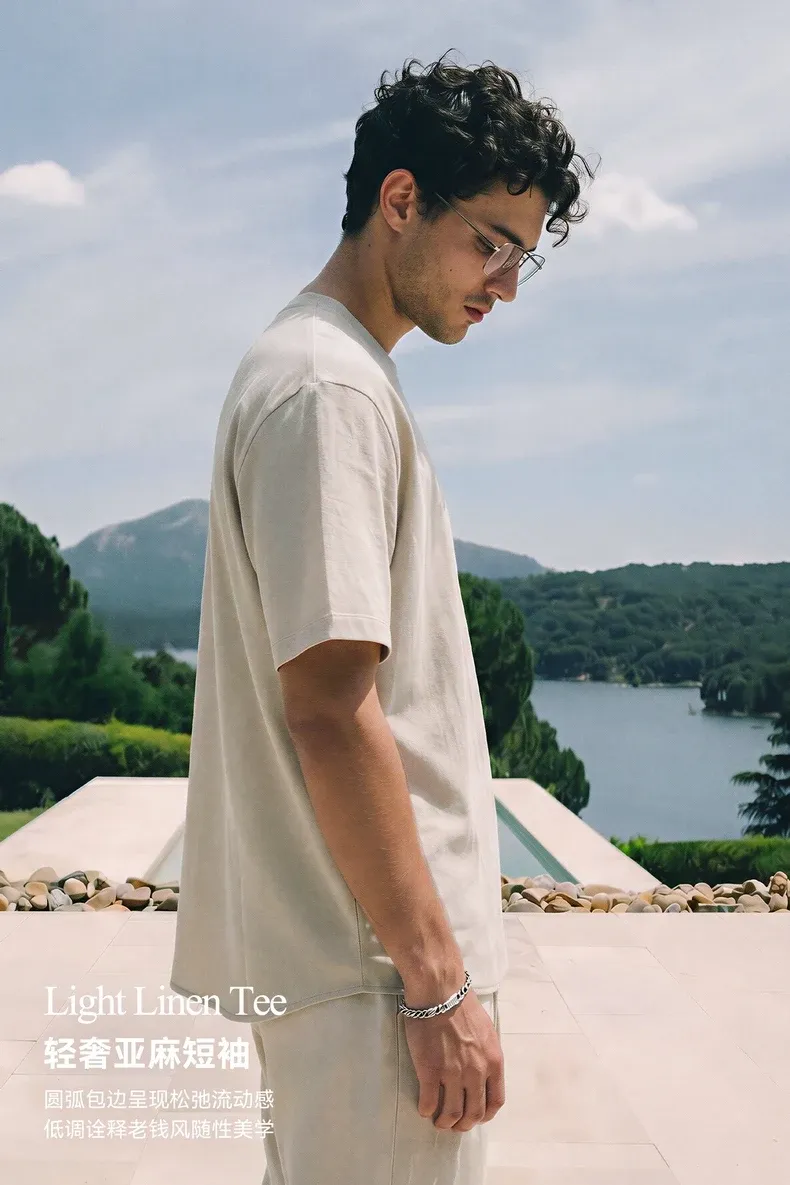 Linen Short Sleeve Shirt on model, image 5