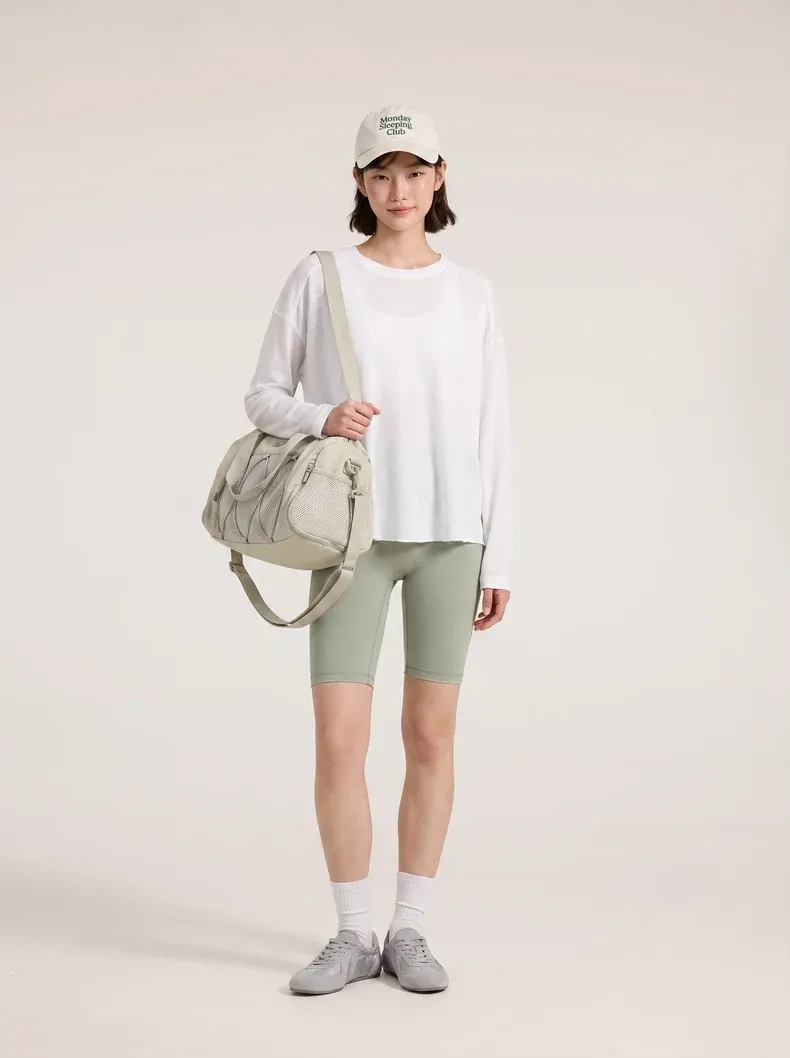 Wool Snowflake Yarn Long Sleeve T-Shirt on model, image 1