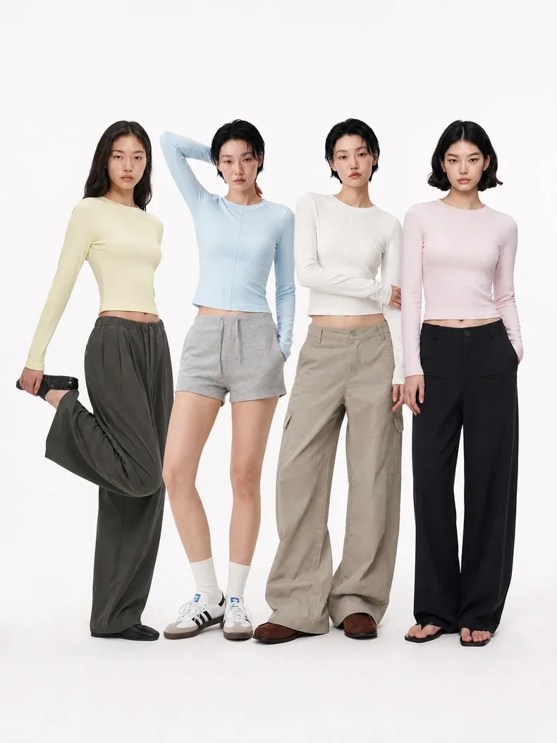 French Linen-Blend Long Sleeve Top on model, image 2